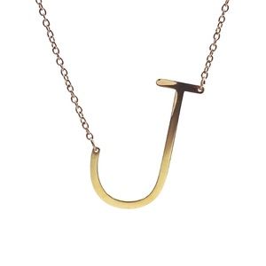 SAVVY CIE JEWELS 14K Gold Plated Initial Necklace – Letter J